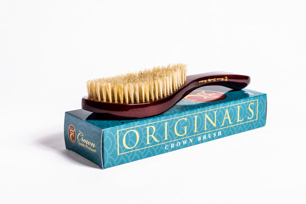 Burgundy | Medium-Soft 100% Premium Boar Cream Bristle | Crown OG Wave Brush