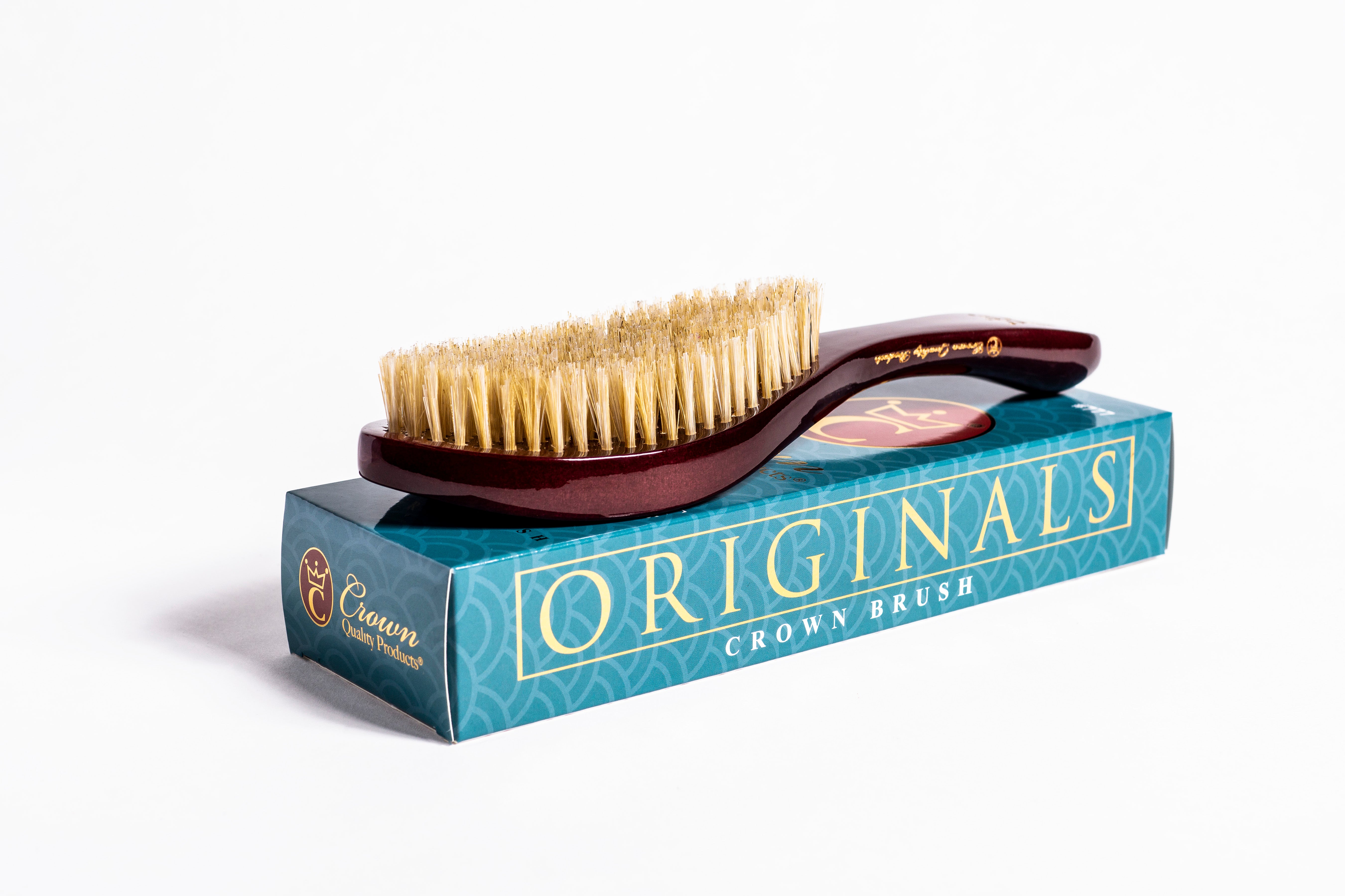 Burgundy | Medium-Soft 100% Premium Boar Cream Bristle | Crown OG Wave Brush